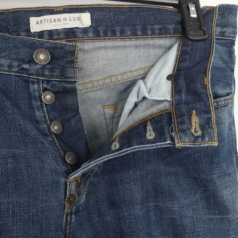 Artisan de Luxe‎ Dark Selvedge Straight Leg Button Fly Jeans 31 x 35 AMD080F13